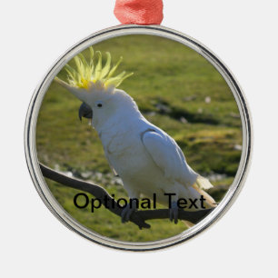 Gele en witte katkatoenpapegaai metalen ornament