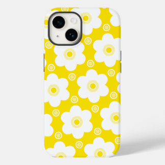 Gele en Witte Madeliefjes en Stippen Case-Mate iPhone 14 Hoesje