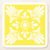 Gele en witte mediterrane gepatterde Tegel Kartonnen Onderzetters (Voorkant)