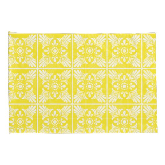 Gele en witte mediterrane Tegel gepatterd Kussensloop (Achterkant-Rechts)