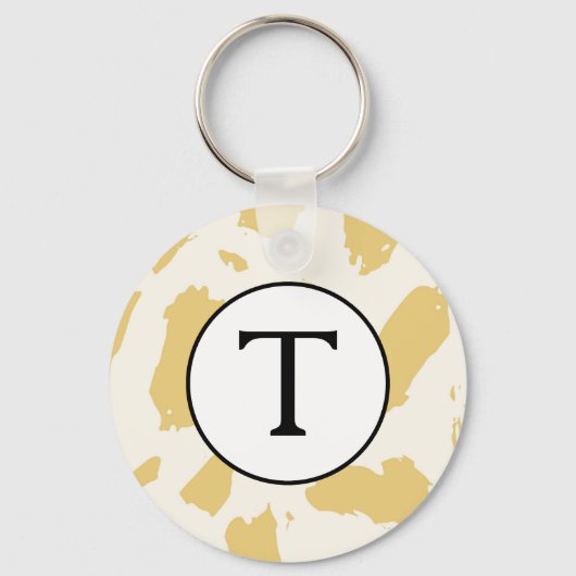 Gele en witte monogram beginletter sleutelhanger (Voorkant)