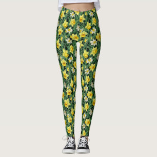 Gele en witte narcis bloem naadloos leggings