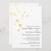 Gele en witte ombre Doves Wedding Invitting Kaart (Voorkant / Achterkant)