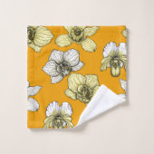 Gele en witte orchidee bloemen bad handdoek (Wasdoekje)