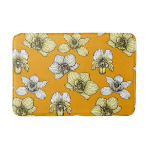 Gele en witte orchidee bloemen badmat