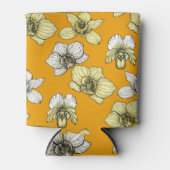 Gele en witte orchidee bloemen blikjeskoeler (Voorkant)