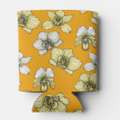 Gele en witte orchidee bloemen blikjeskoeler (Achterkant)