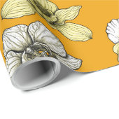 Gele en witte orchidee bloemen cadeaupapier (Rol Hoek)