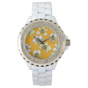 Gele en witte orchidee bloemen horloge