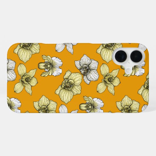 Gele en witte orchidee bloemen iPhone hoesje (Achterkant horizontaal)