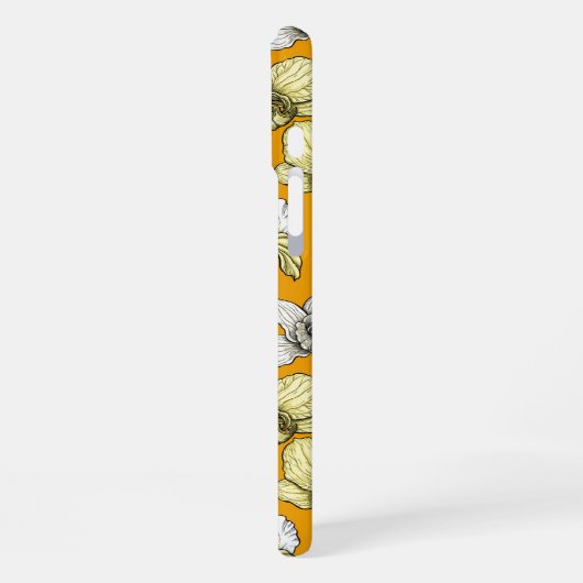 Gele en witte orchidee bloemen iPhone hoesje (Linkerkant)