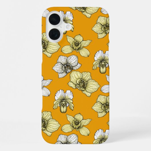Gele en witte orchidee bloemen iPhone hoesje (Achterkant)