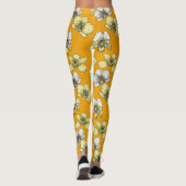 Gele en witte orchidee bloemen leggings (Achterkant)