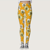Gele en witte orchidee bloemen leggings (Voorkant)