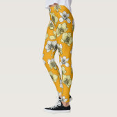 Gele en witte orchidee bloemen leggings (Links)