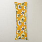 Gele en witte orchidee bloemen lichaamskussen (Voorkant Verticaal)