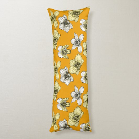 Gele en witte orchidee bloemen lichaamskussen (Achterkant (Verticaal))