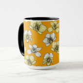Gele en witte orchidee bloemen mok (Voorkant links)