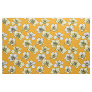 Gele en witte orchidee bloemen stof