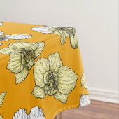 Gele en witte orchidee bloemen tafelkleed (Voorbeeld)