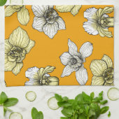 Gele en witte orchidee bloemen theedoek (Gevouwen)