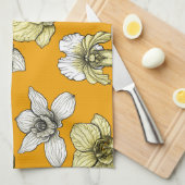 Gele en witte orchidee bloemen theedoek (Quarter Fold)
