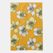 Gele en witte orchidee bloemen theedoek (Verticaal)