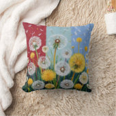 Gele en Witte Paardenbloemen Kussen (Deken)