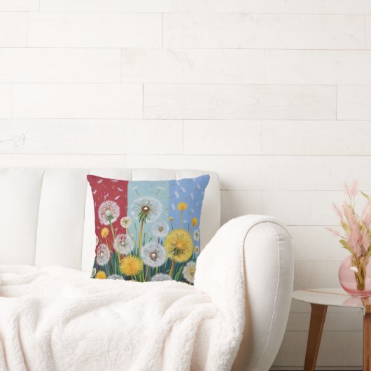 Gele en Witte Paardenbloemen Kussen (Bank)