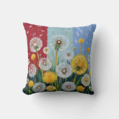 Gele en Witte Paardenbloemen Kussen (Voorkant)