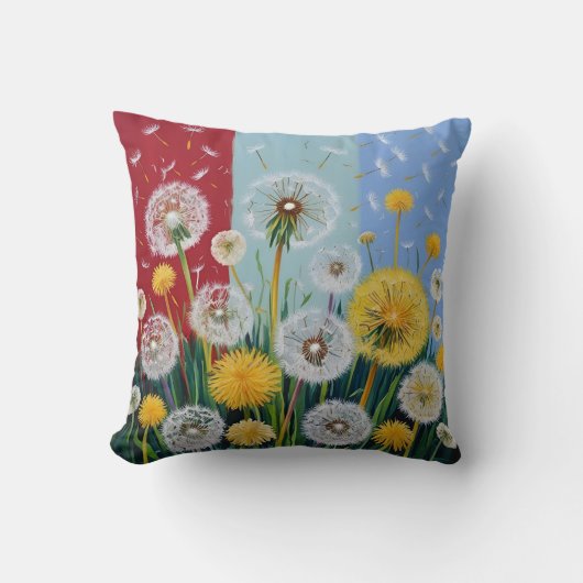 Gele en Witte Paardenbloemen Kussen (Voorkant)