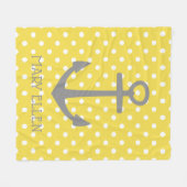 Gele en witte poka dot met grijze veranker fleece deken (Voorkant (Horizontaal))