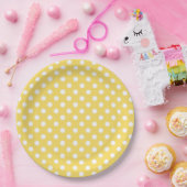 Gele en witte poka Dot Papieren Bordje (Feest)