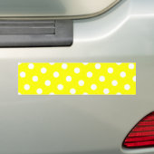 Gele en witte poka Dots Bumpersticker (Op auto)