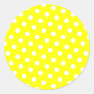Gele en witte poka Dots Ronde Sticker
