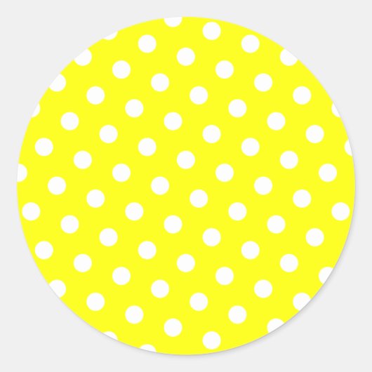 Gele en witte poka Dots Ronde Sticker (Voorkant)