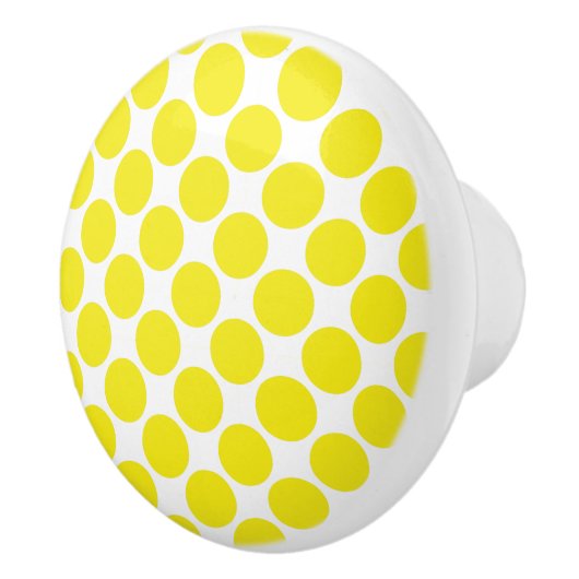 Gele en witte poka punt Ceramic Knob Keramische Knop (Rechts)