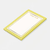 Gele en witte polka stip met gouden Post-it-briefj Post-it® Notes (Schuin)