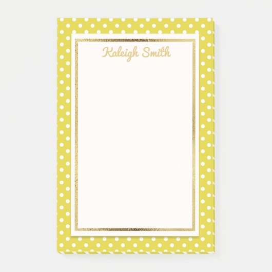 Gele en witte polka stip met gouden Post-it-briefj Post-it® Notes (Voorkant)