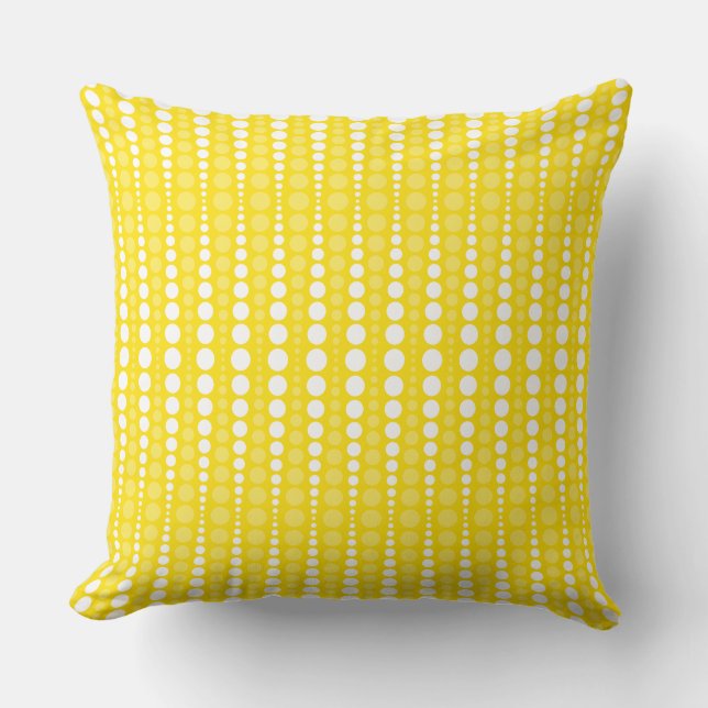Gele en witte polka stippen worp kussen (Voorkant)