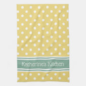Gele en witte pooldot met blauw, gepersonaliseerd theedoek (Verticaal)