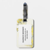 Gele en witte rozen bagagelabel (Achterkant verticaal)