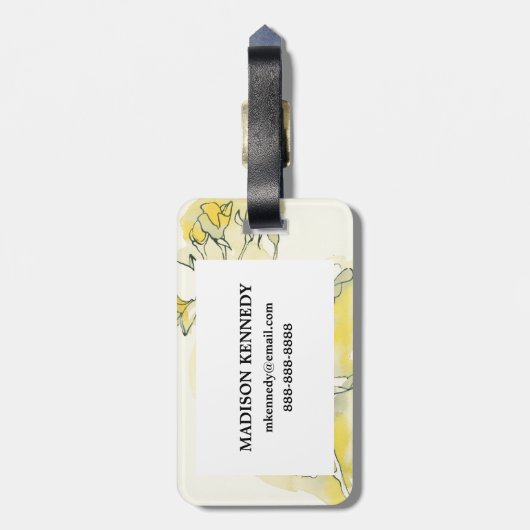 Gele en witte rozen bagagelabel (Achterkant verticaal)