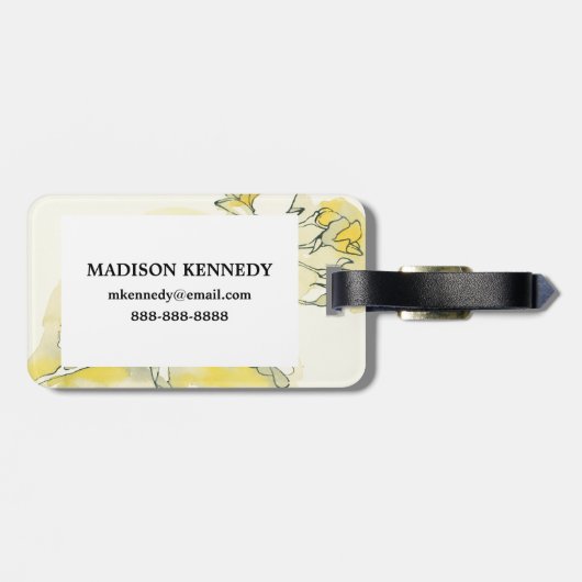 Gele en witte rozen bagagelabel (Achterkant horizontaal)