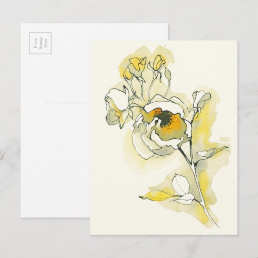 Gele en witte rozen briefkaart (Voorkant / Achterkant)