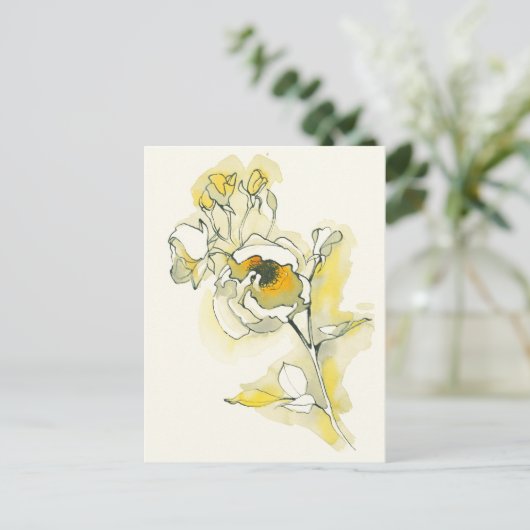 Gele en witte rozen briefkaart (Staand voorkant)