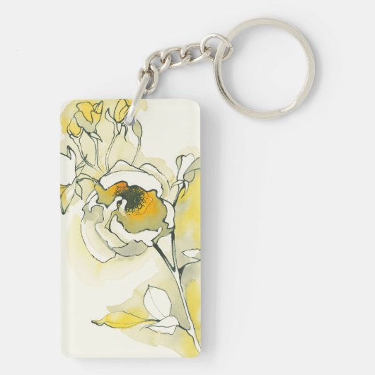 Gele en witte rozen sleutelhanger (achterkant)