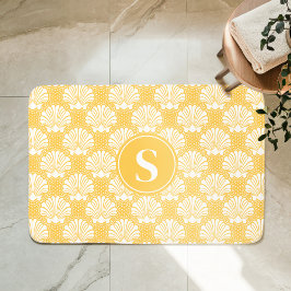 Gele en witte schelp kustmonogram badmat