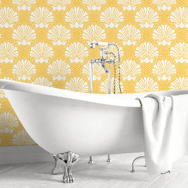 Gele en witte schelpen behang