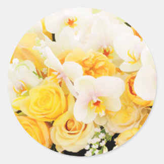 Gele en witte sinaasappelzegels ronde sticker
